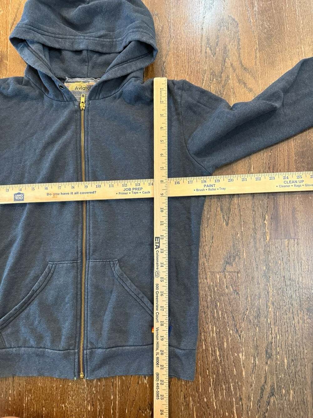 Aviator Nation Charcoal Gray Zip-Up Hoodie with White Lightning Bolt Graphic - Picture 6 of 6